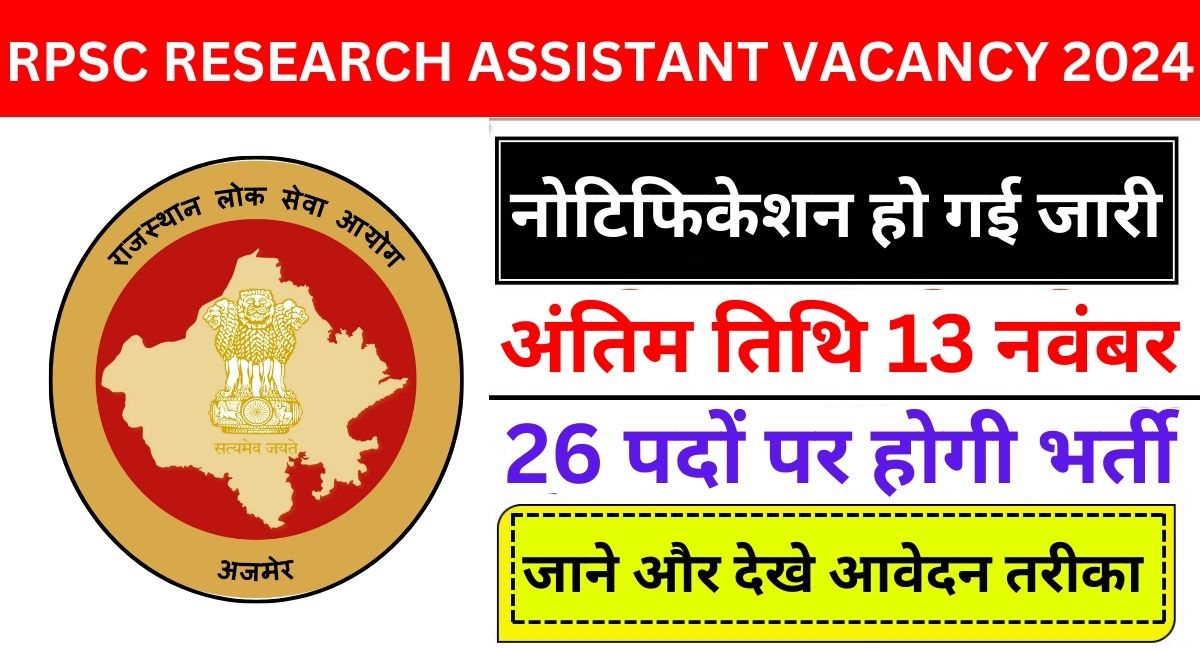 RPSC Research Assistant Vacancy 2024